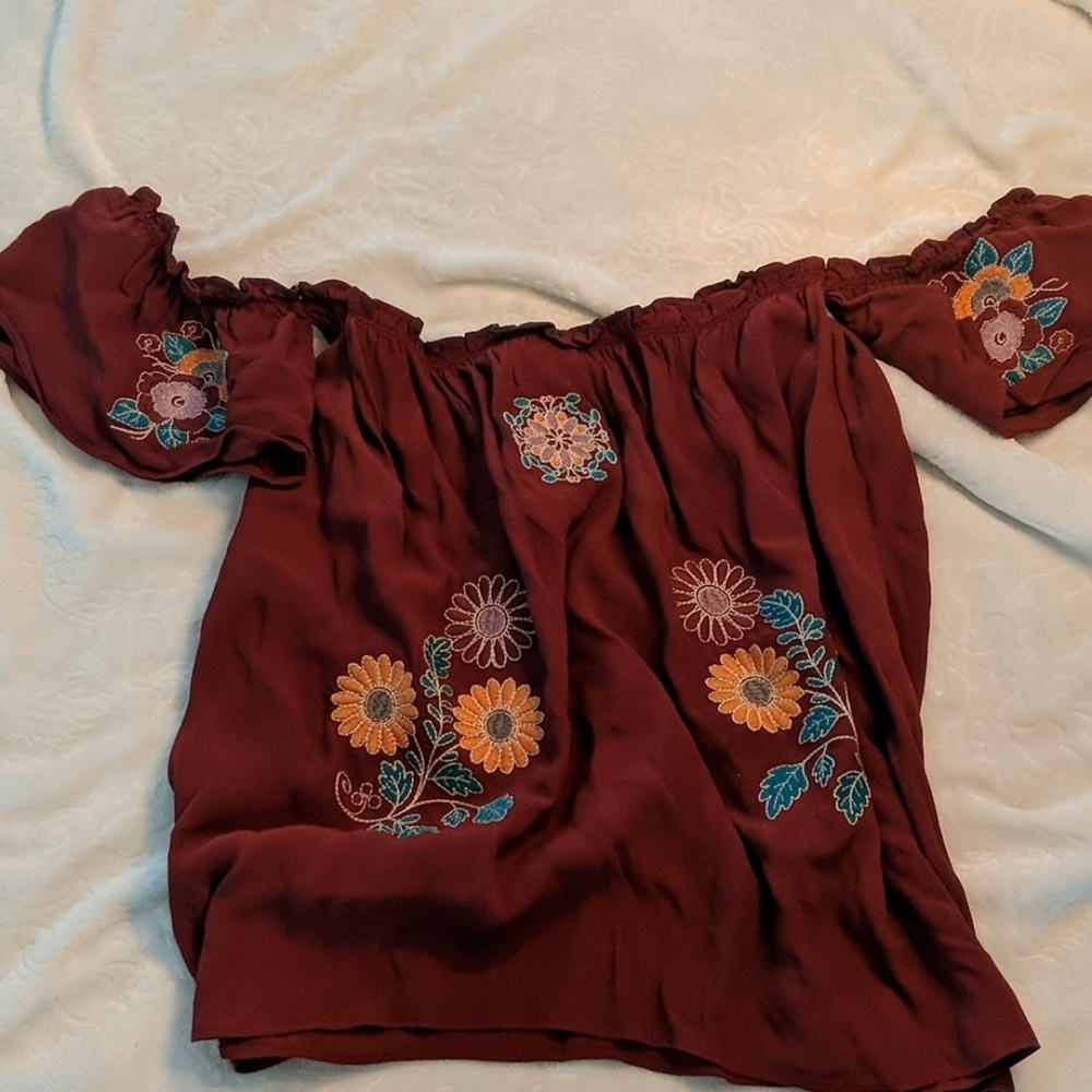 Off the shoulder embroidered top